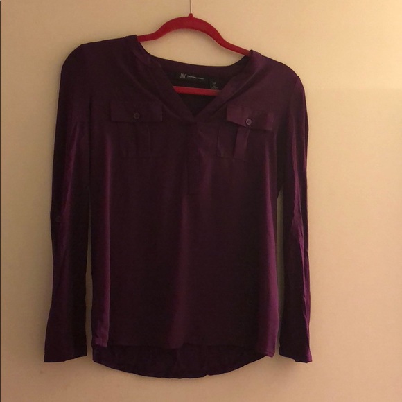 INC 3/4 sleeve sheer purple top xs petite - Picture 2 of 4